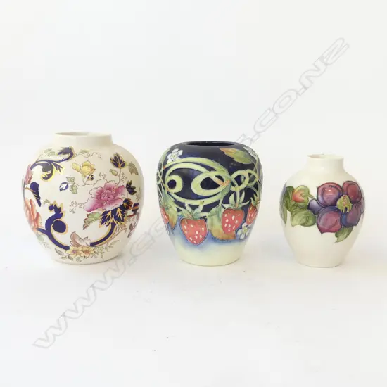 3 VASES; MASONS MANDALAY H.150mm, OLD TUPTON WARE, MOORCROFT ANEMONE