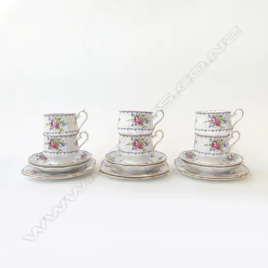 6 ROYAL ALBERT PETIT POINT CHINTZ TRIOS