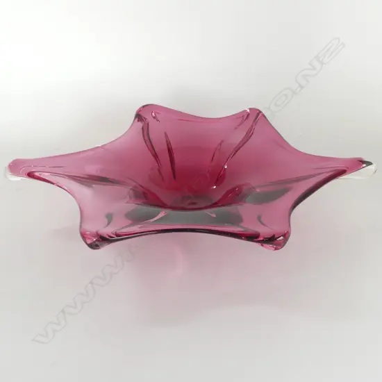VINTAGE CRANBERRY ART GLASS BOWL Dia.480mm