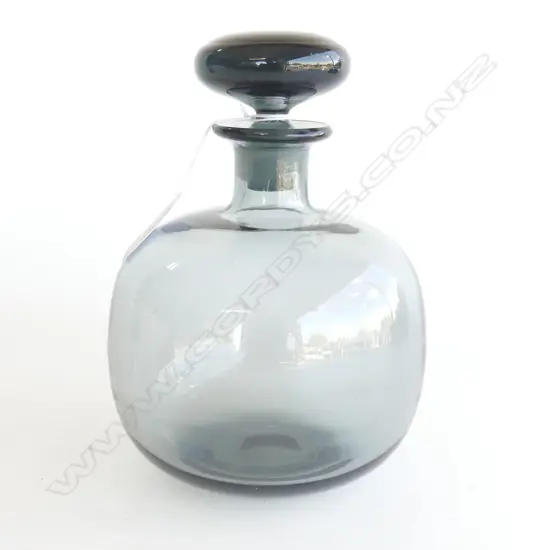 VINTAGE REIJMYRE SMOKEY GREY GLASS DECANTER, H.190mm