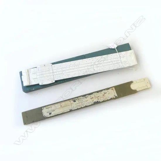ENGINEERS SLIDE RULE IN CASE & SURVEYORS SET OF CARDBOARD SCALES BY EYRE & SPOTTISWOODE, L.340MM