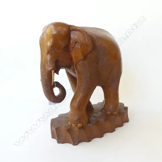 CARVED WOODEN INDIAN ELEPHANT H350MM