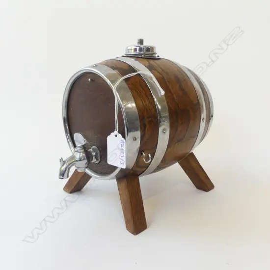 OAK BARREL WINE POURER COMPLETE WITH TAP AND STOPPER, H.200MM