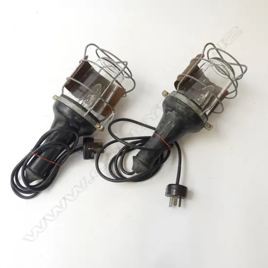 2 VINTAGE MECHANIC'S CAGED LAMPS
