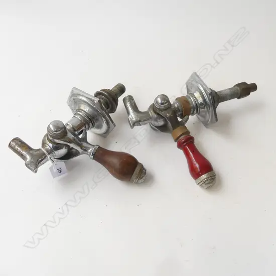 TWO VINTAGE HEAVY SOLID BRASS BAR BEER TAPS CHROME PLATED, L.260MM