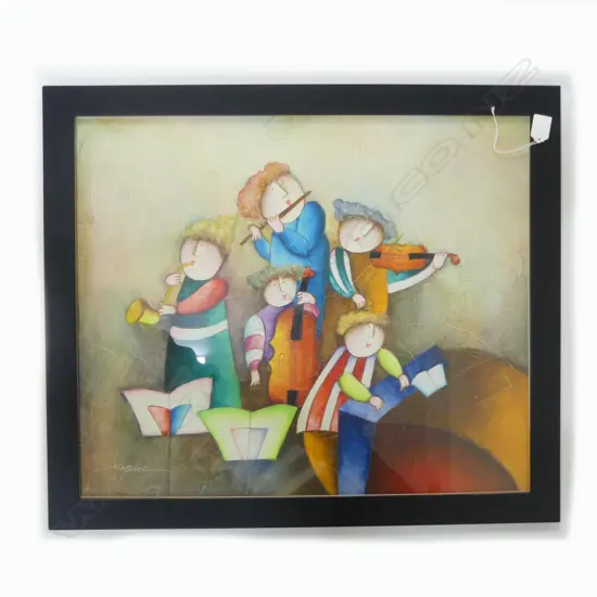 JOYCE ROYBAL 'MUSICIANS' OIL ON BOARD 500x600mm