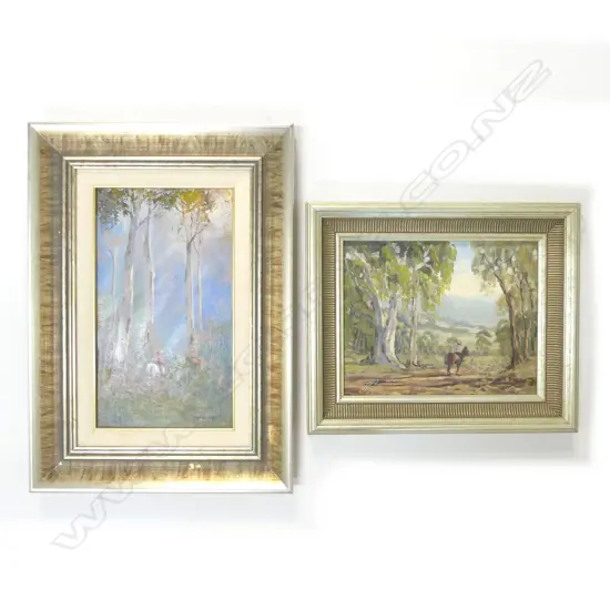 2 OILS; HORSE RIDER IN GUMS, KEVIN BEST 300x170mm, RONALD PETERS 190x240mm