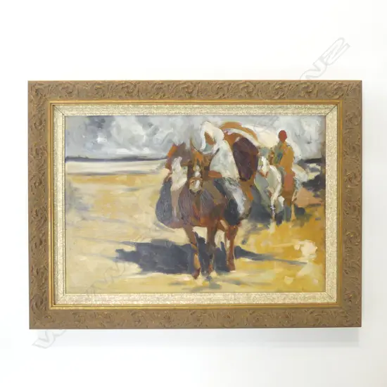 ARTIST UKNOWN, RIDERS ON HORSEBACK, OIL ON BOARD 330x480mm (DOUBLE SIDED)