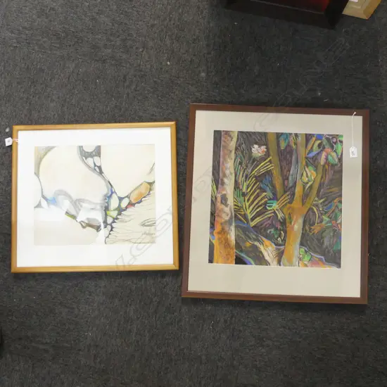 JENNY BENNETT 'ONE HOT EASTER' PASTEL 1988 440x430mm + N. FINDLAY, ABSTRACT PASTEL 400x325mm