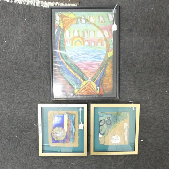 HUNDERTWASSER PRINT, 530 X 410mm & 2 OTHERS, ARTIST UNKNOWN, 320 x 300mm