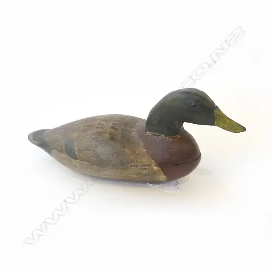 VINTAGE PAINTED WOODEN DUCK DECOY L.380mm