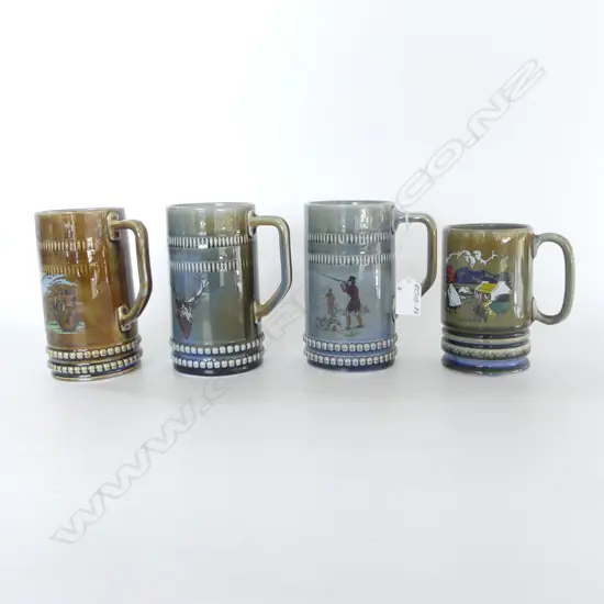 4 VINTAGE IRISH WADE TANKARDS