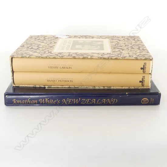 2 CASED BOOKS; JONATHAN WHITES NZ & 2 VOLS 'BANJO' PATERSON & HENRY LAWSON