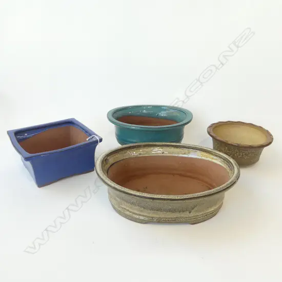 4 GLAZED CERAMIC BONSAI POTS W.315mm