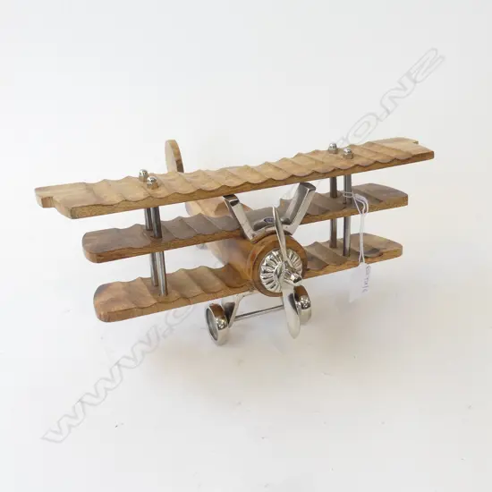 WOODEN TRI-PLANE MODEL, W.330mm