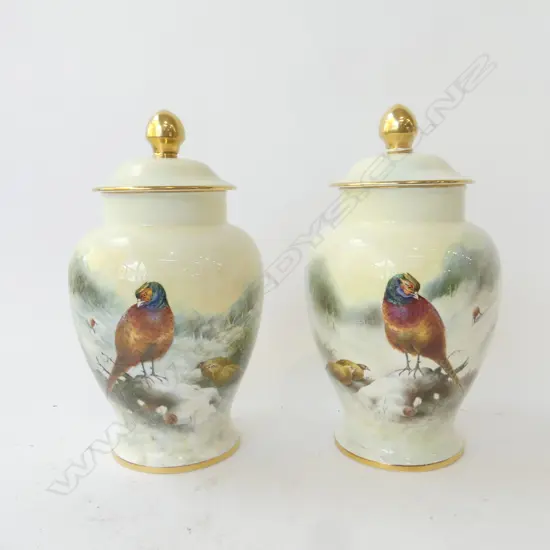 PR COALPORT LIDDED GINGERS HAND PAINTED BY RICHARD BUDD Nos. 31 & 82 OF 100 H.270mm - 1 w. HAIRLINES TO BASE