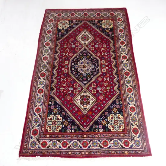 HAND KNOTTED PERSIAN SHIRAZ AREA RUG, WOOL ON COTTON 1970 x 1160mm