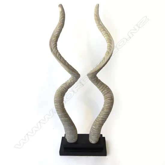 CARVED WOODEN HORNS H.865mm