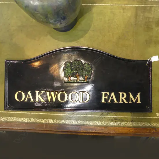 METAL SIGN 'OAKWOOD FARM' 320x725mm