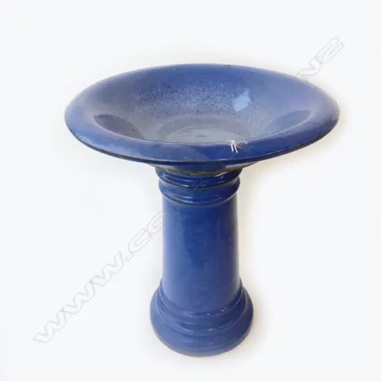 BLUE GLAZED 2 PART BIRD BATH H.500mm