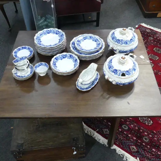 30 PC DINNER SET COBALT ROSE by SCHUMANN BAVARIA, (some missing pcs)