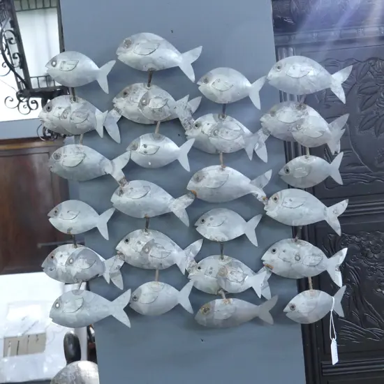 METAL SCHOOL OF FISH ARTWORK 400x450mm