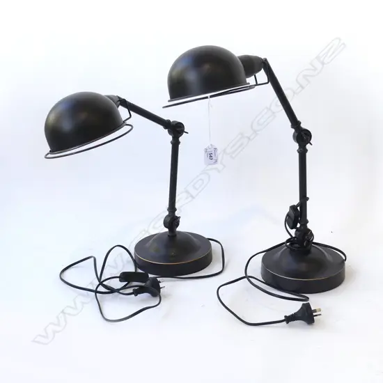 PR JIELDE-STYLE ADJUSTABLE HEAVY BLACK METAL 2 ARM LAMPS - WORKING H.540mm