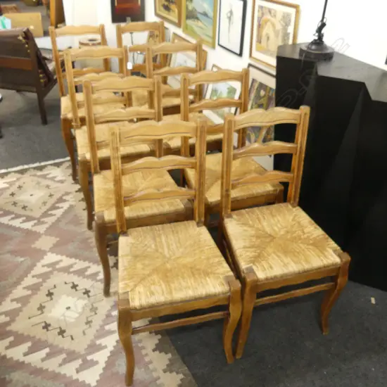 8 FRENCH DINING CHAIRS - CANED SEAT