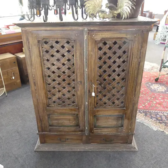 WOODEN CABINET w. LATTICE DOORS 1070x665x1300mm