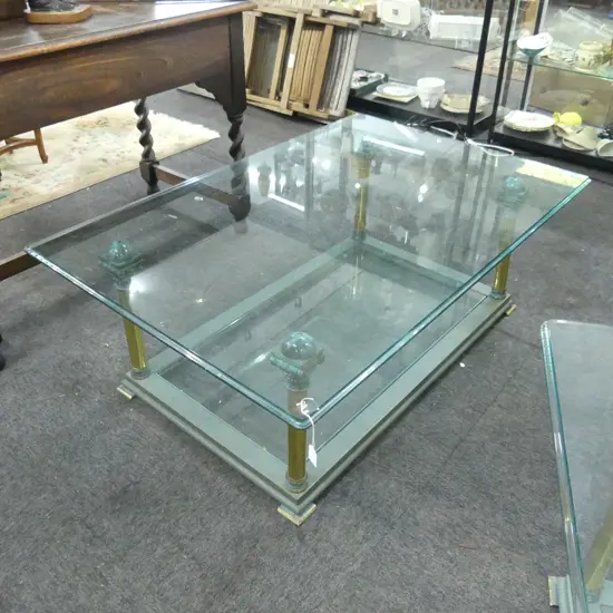 DESIGNER GLASS TOPPED COFFEE TABLE 1200x800x440mm