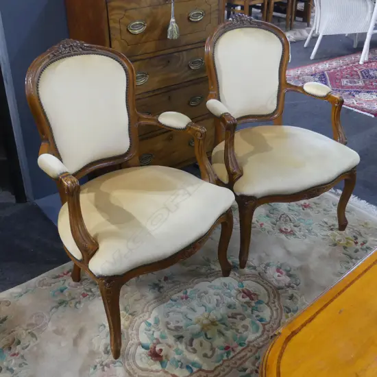 PR FRENCH STYLE UPHOLSTERED ARMCHAIRS