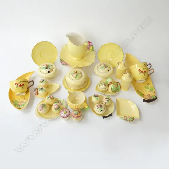 ASST. YELLOW CARLTONWARE, ROYAL WINTON CONDIMENT SETS ETC