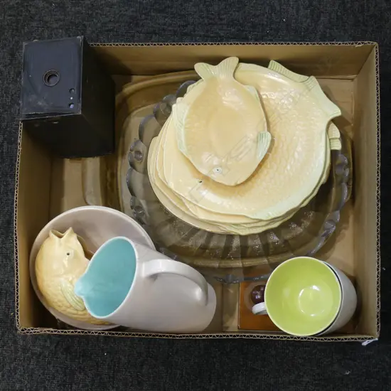 ASST. CHINA INCL. POOLE (CHIPS) & SHORTER & SONS FISH PLATES ETC