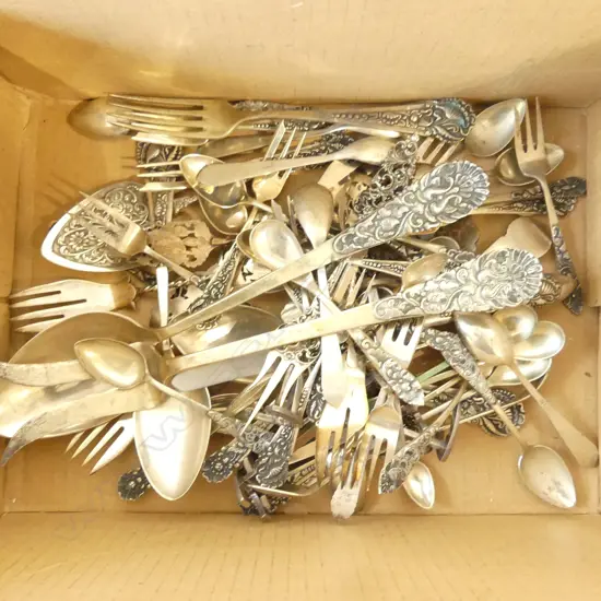 ASST. CUTLERY, MOSTLY 800 PK TESTING AS SILVER PLATE