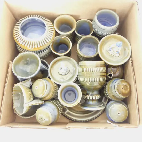 BOX IRISH WADE PORCELAIN SML PCS INCL POSY VASES, LEPRECHAUN DISHES, PEPPER SALT ETC