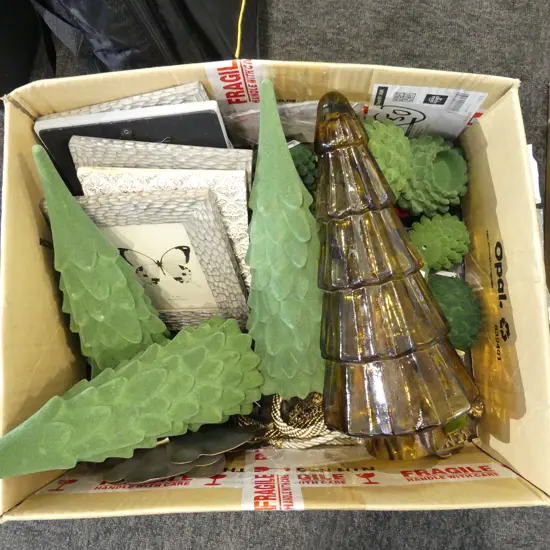 ASST. XMAS TREES, PHOTO FRAMES ETC