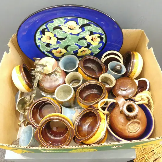 ASST. STUDIO POTTERY, GLASS PLATES ETC