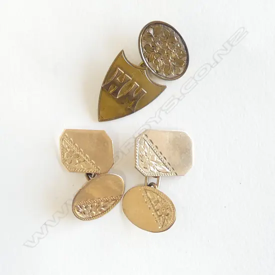 PR 9CT CUFFLINKS + 1 SINGLE 9.0gms