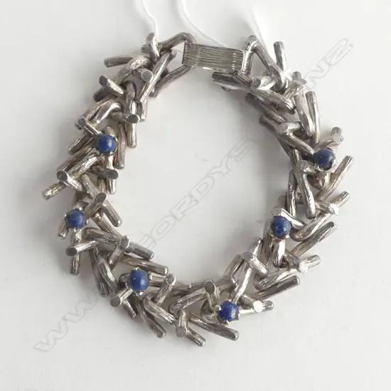 SILVER? & LAPIS LAZULI TWIG BRACELET 