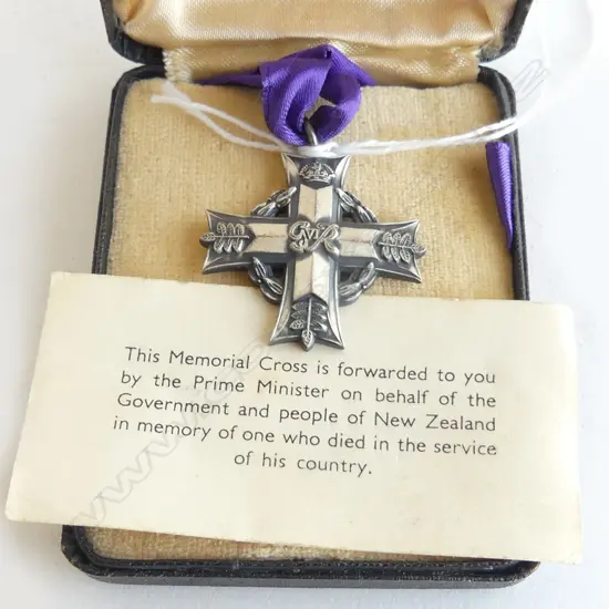 GEORGE VI MEMORIAL SILVER CROSS in case with card to J.L. Brown Royal Navy purple ribbon attached