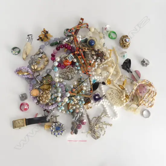 ASST. COSTUME JEWELLERY; RINGS, CUFFLINKS, NECKLACES ETC