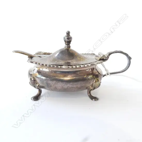 S/SILVER MUSTARD POT & SPOON 48G