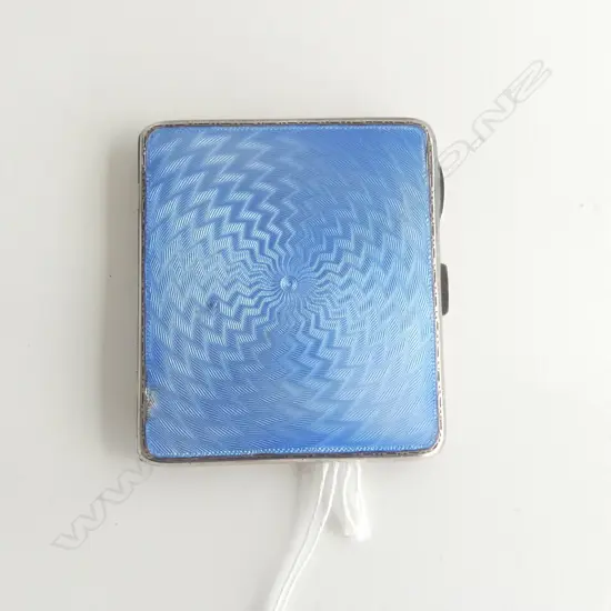 SILVER & BLUE GUILLOCHE ENAMEL CIGARETTE CASE Birmingham 1933 minor loss to enamel by Mappin & Webb