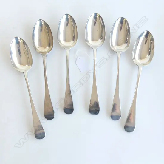 6 STG SILVER TABLE SPOONS, LONDON 1852 527gms