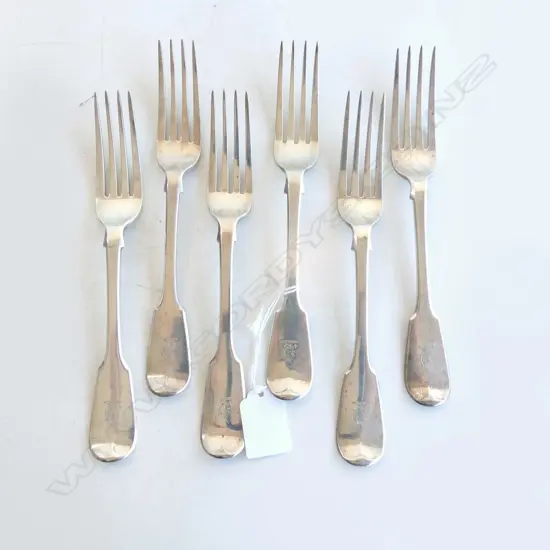 6 STG SILVER FORKS, LONDON 1828-31 476gms