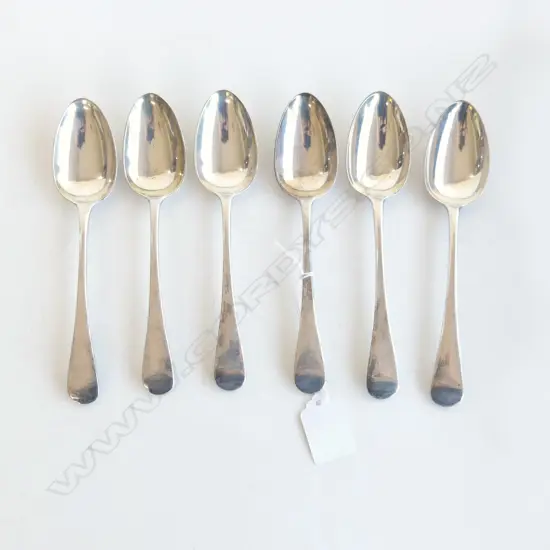 6 STG SILVER DESERT SPOONS, LONDON 1840 315gms