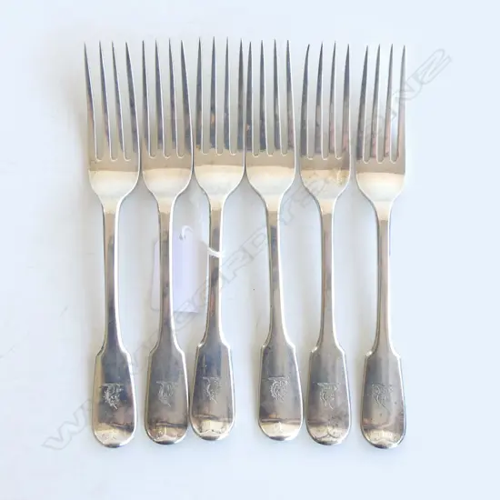 6 STG SILVER DESERT FORKS, LONDON 1831 298gms