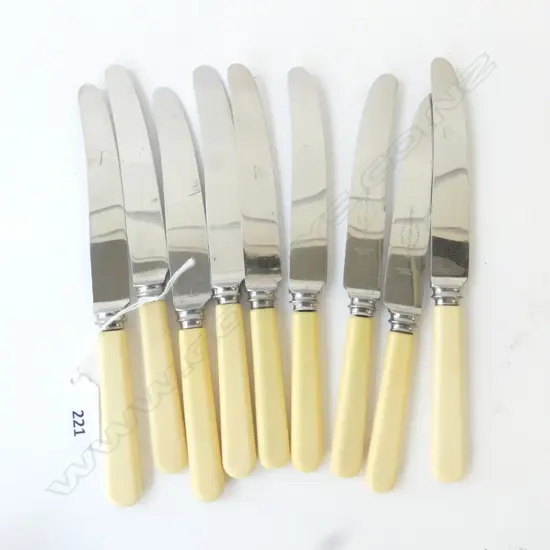 TEN VINTAGE SHEFFIELD ‘BONE’ HANDLE KNIVES, L.210mm