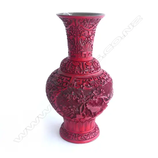 CHINESE CINNABAR STYLE VASE H.310mm