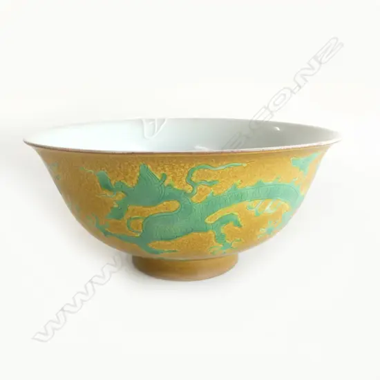 CHINESE CAFE AU LAIT GROUND DRAGON BOWL